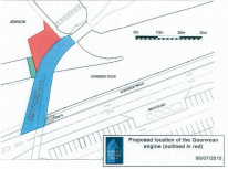 Proposed location of the Goonvean engine (outlined in red) 06/07/2015
