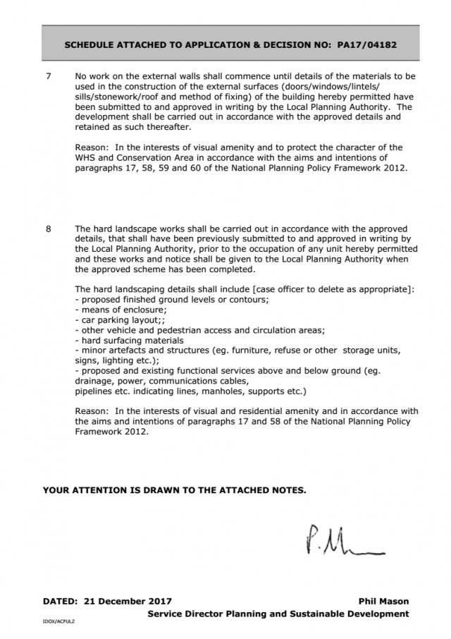 SCHEDULE ATTACHED TO APPLICATION & DECISION NO: PA17/04182 Reasons p3